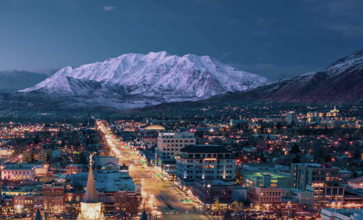 Provo Utah downtown at night